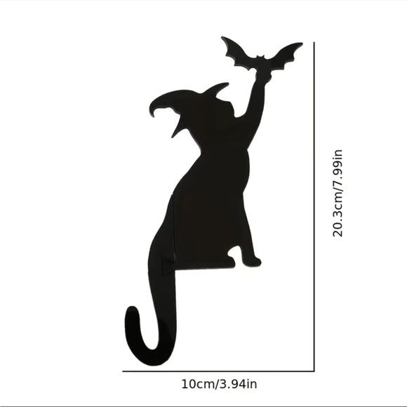 🛍️NIP 1pc Black Cat+Bat Shape w/witch hat Door/Window Frame Corner Decor - Picture 2 of 2